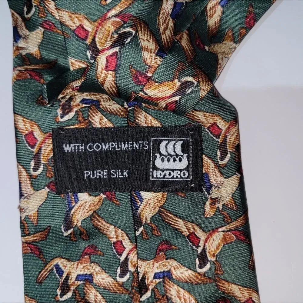 Tie Rack Hydro Mallard Duck Hunter Preppy Teacher Father Academic Office Silk